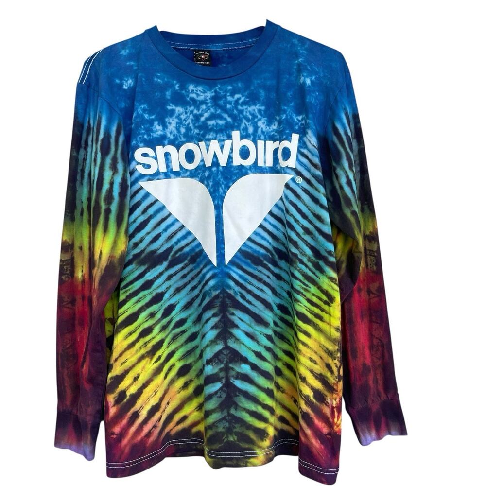 Snowbird‎ Mens Tie Dye Shirt Medium Long Sleeve USA Cotton Ski Outdoor Snowboard